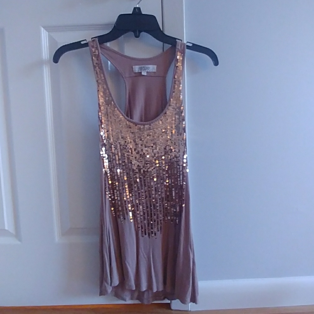 Tan Sequin Tank Top